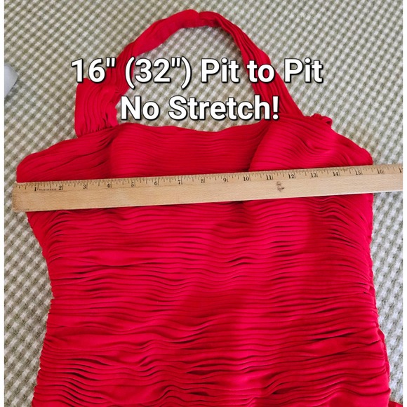 Size 10 Niteline Della Roufogali Red Halter Strap Ruched Bodice Elegant Formal - Picture 15 of 16